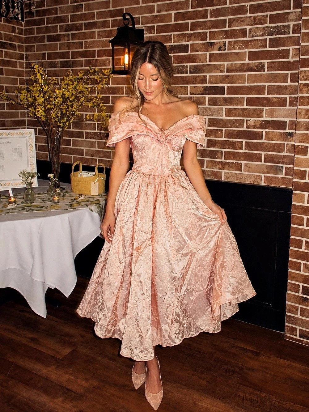 Vintage 80s Gunne Sax Pink Jacquard Coquette Princess Fairy Prom Dress